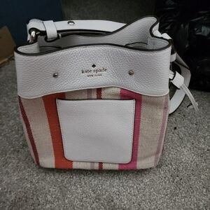 Kate Spade Striped Bucket Bag - White, Pink, Orange